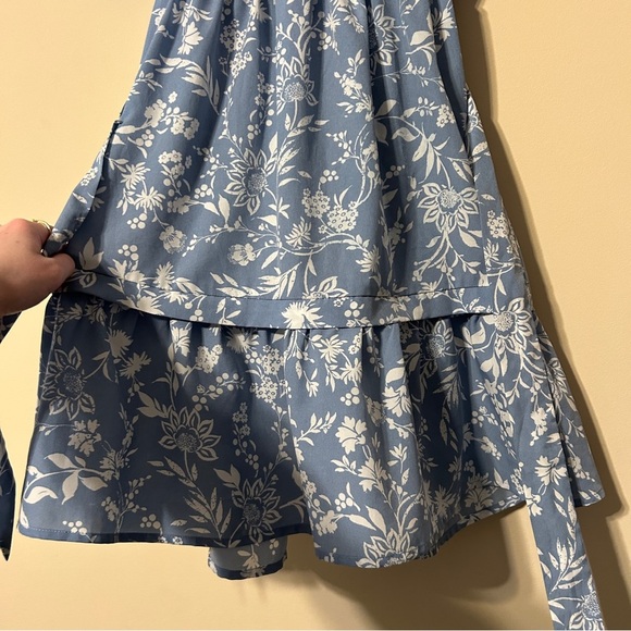 NEW [emma & michele] floral short sleeve button-up tie-front tiered dress - Picture 5 of 8